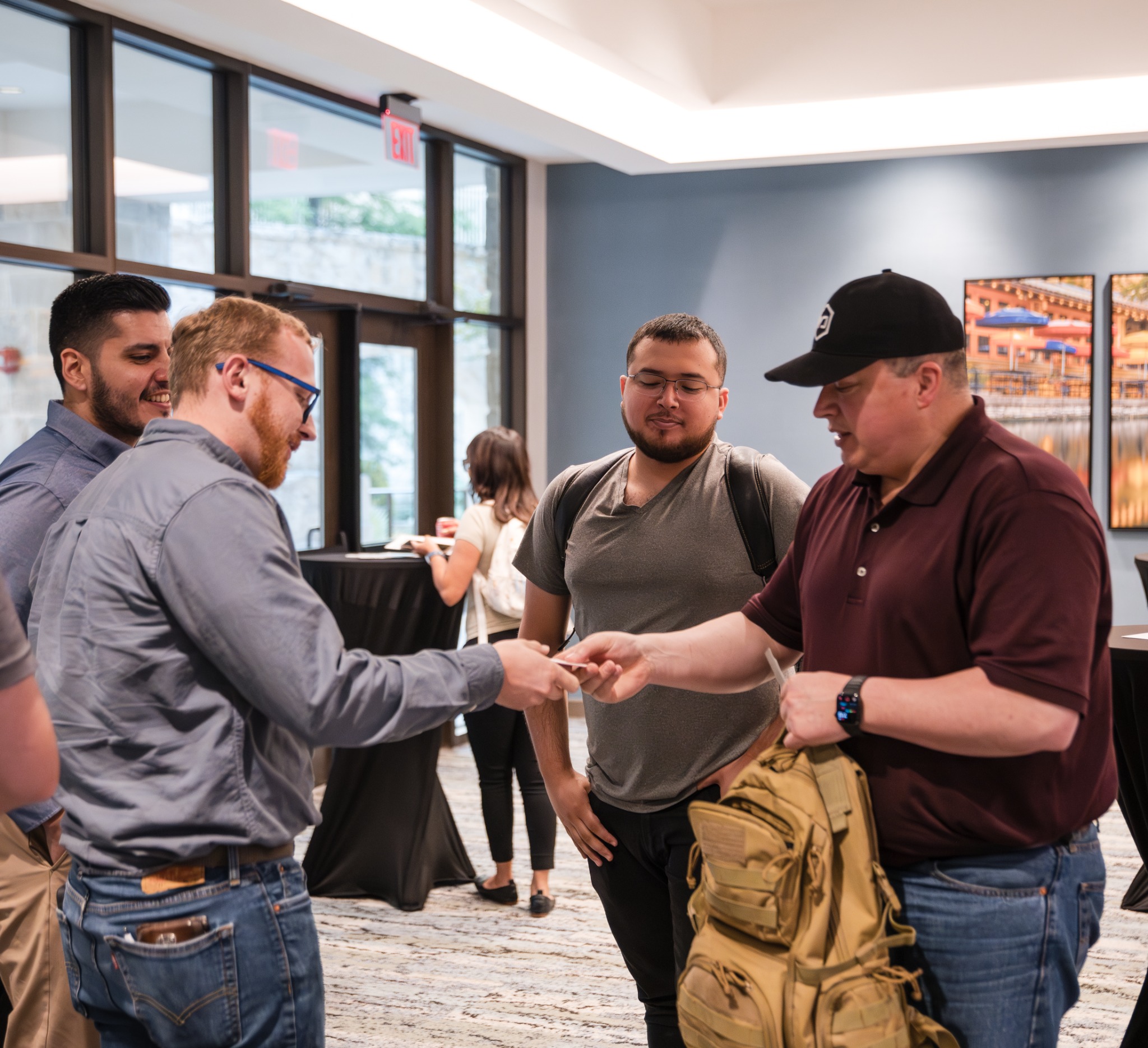 Attendees meeting at the Odoo event