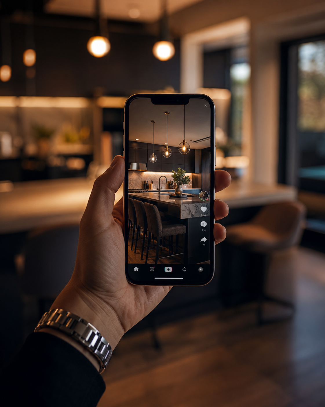 Vertical real estate video displayed on a smartphone